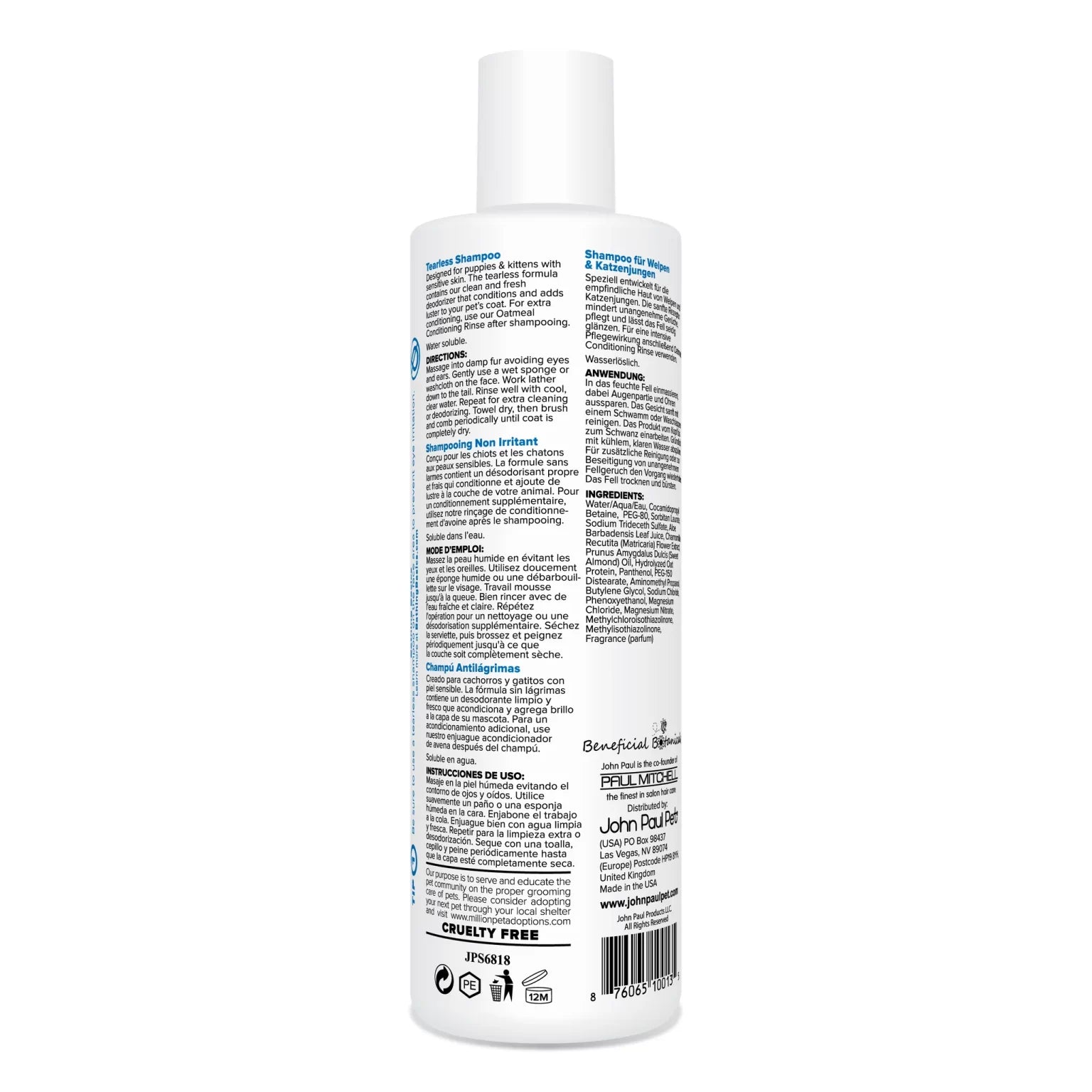 John Paul Pet Tearless Puppy & Kitten Shampoo 473ml