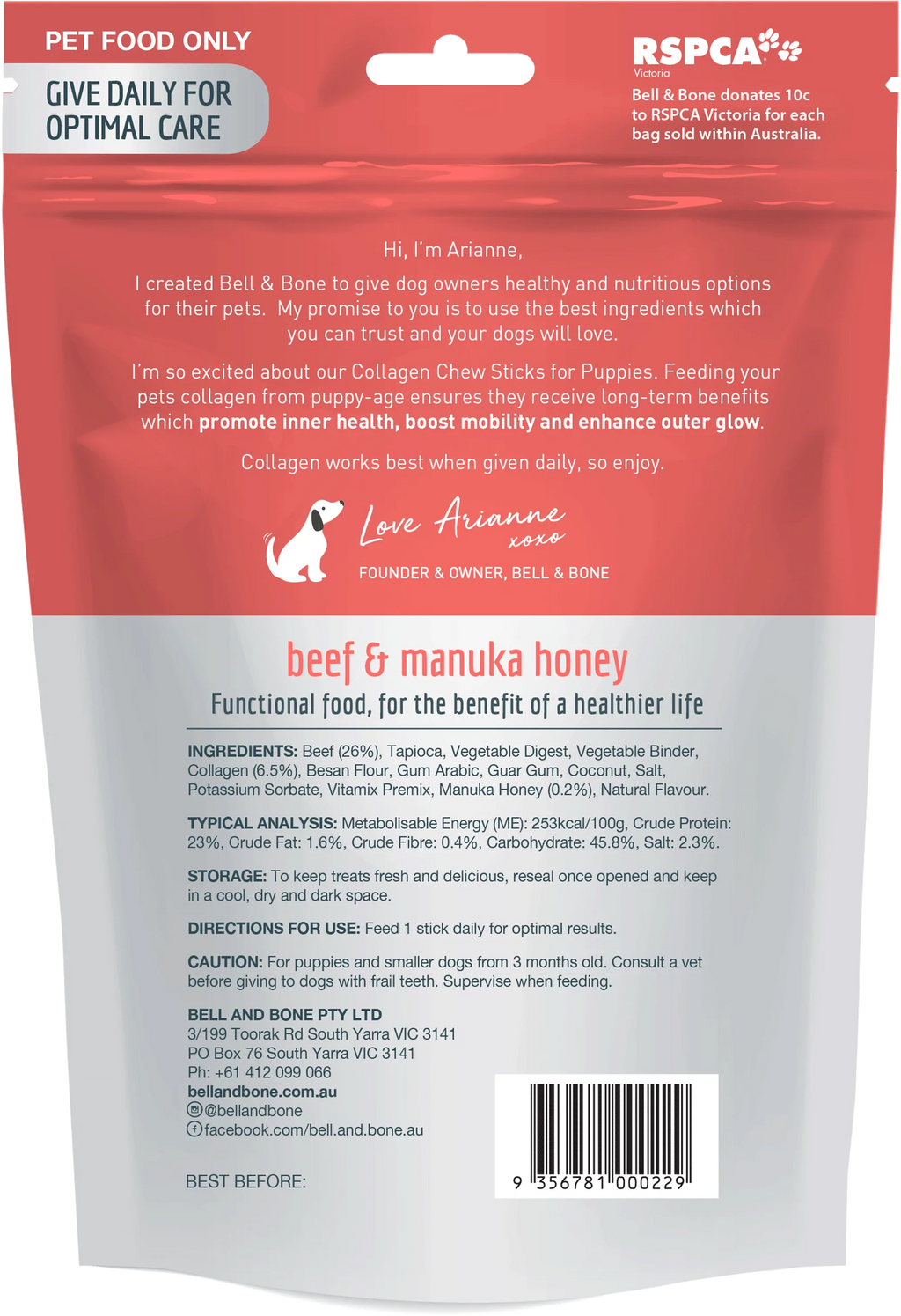 Bell & Bone Collagen Chew Sticks - Beef & Manuka Honey