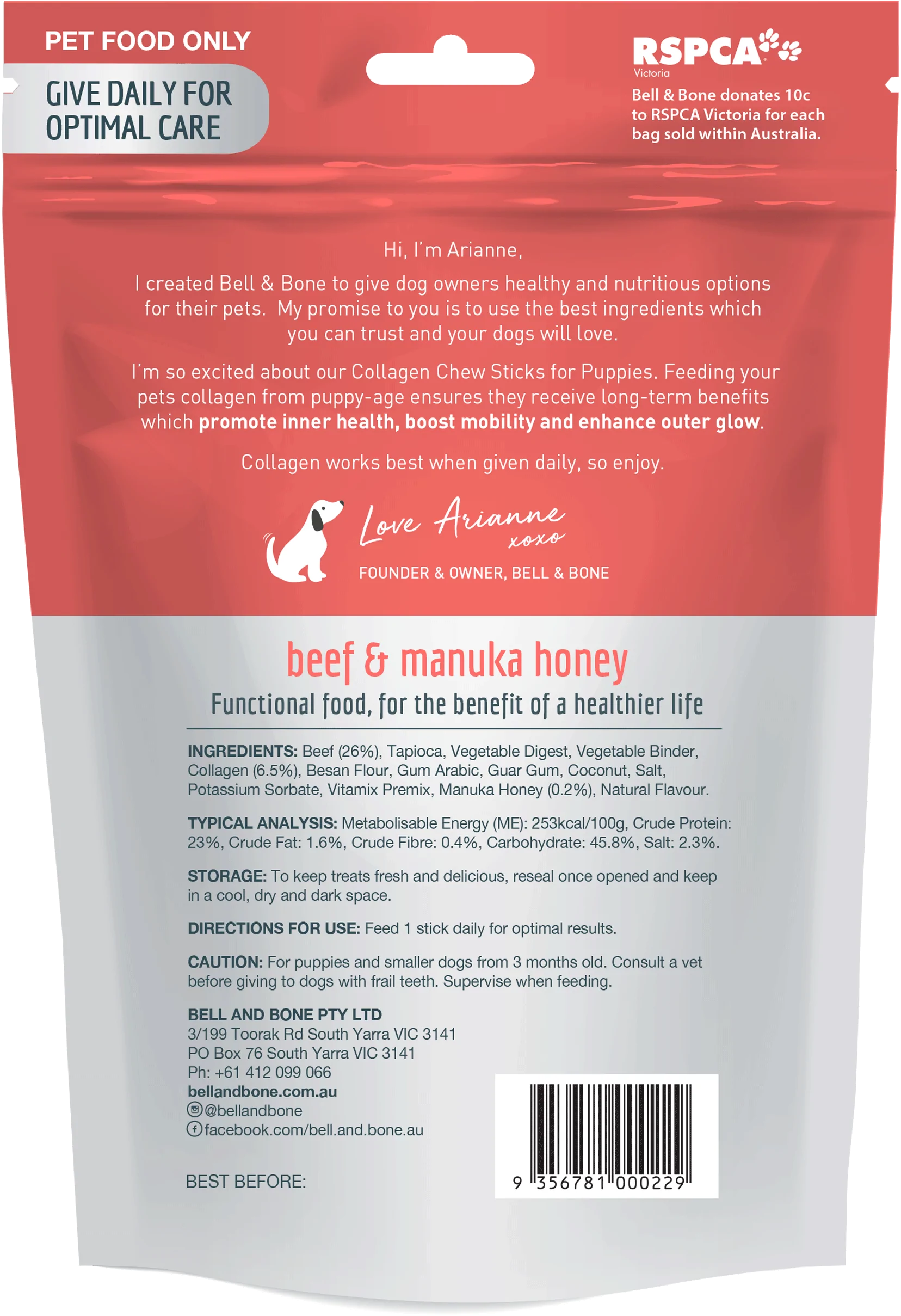 Bell & Bone Collagen Chew Sticks - Beef & Manuka Honey