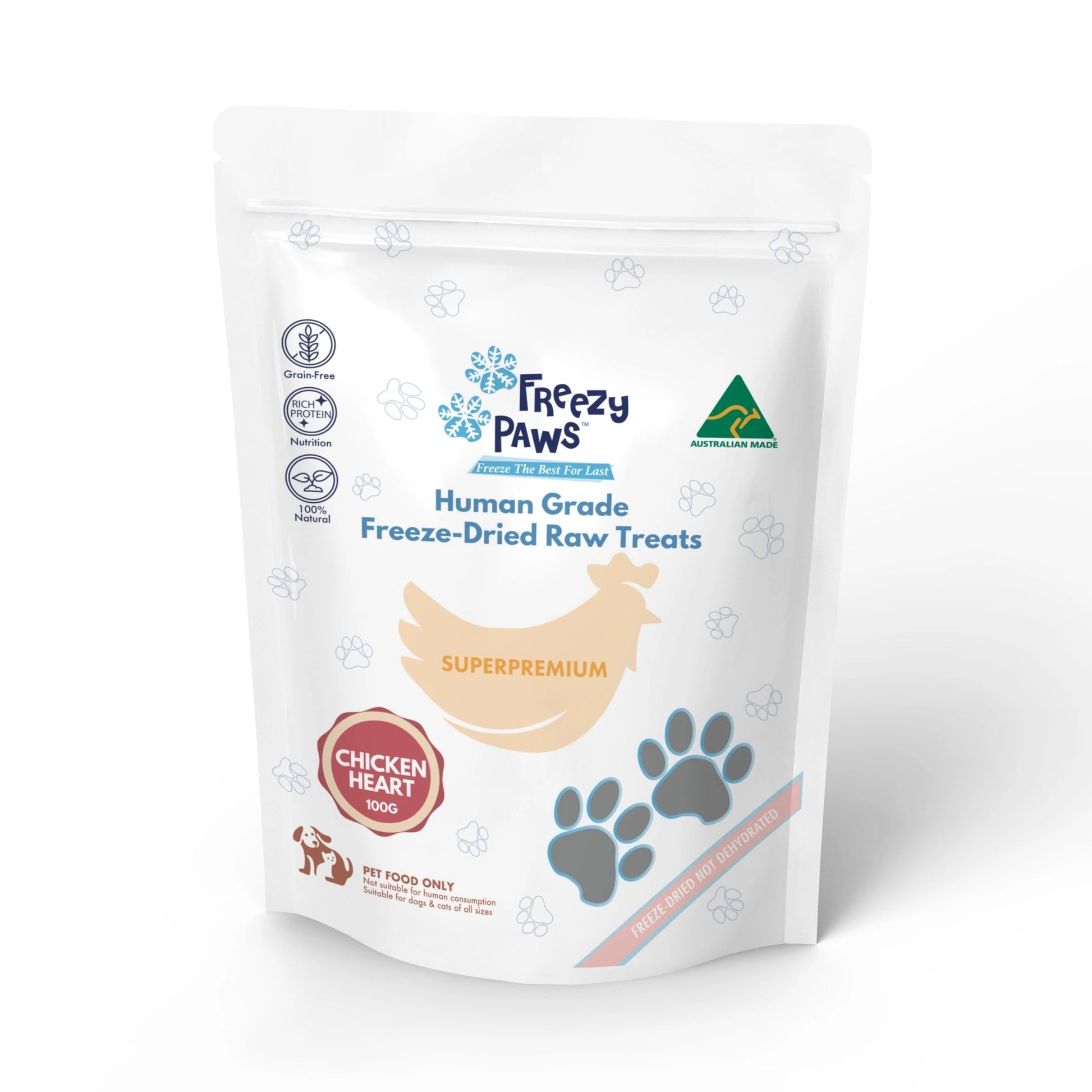 Freezy Paws Freeze Dried Chicken Heart Treats 100G
