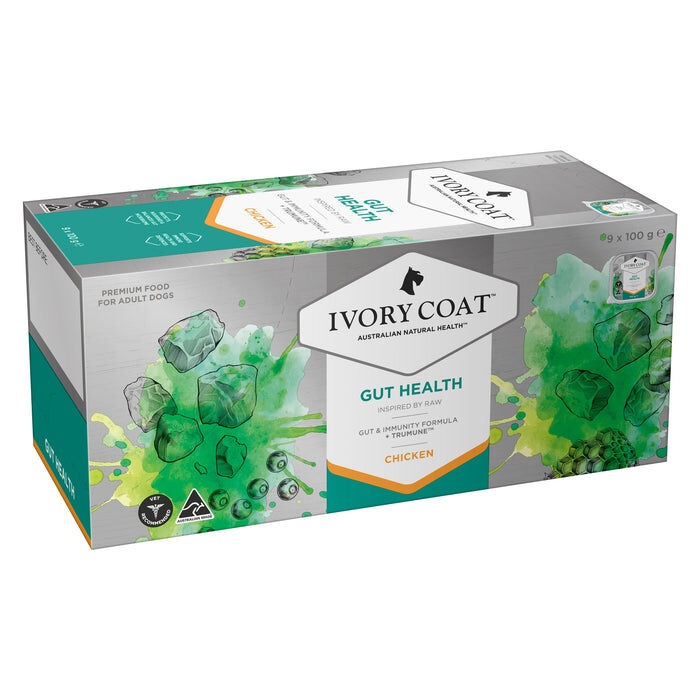 Ivory Coat Inspired by Raw Gut Health Wet Dog Food 100g 9 Pack