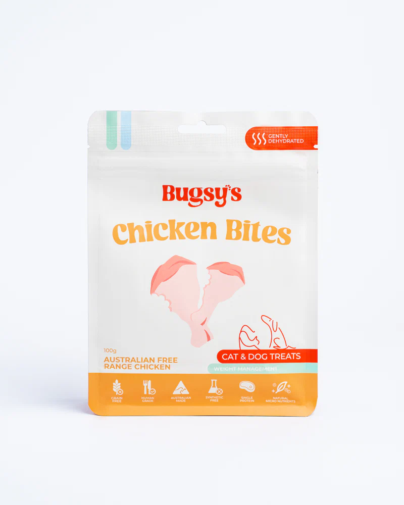 Bugsy's Free-Range Chicken Bites Dog Treats 100G