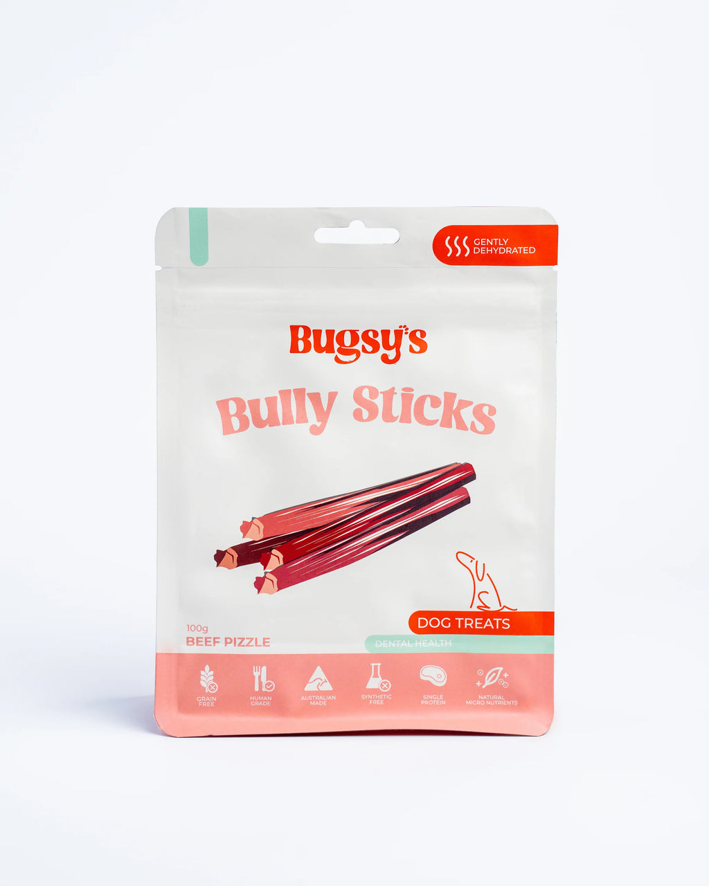 Bugsy's Bully Sticks Dog Treats - Beef Pizzle 100G