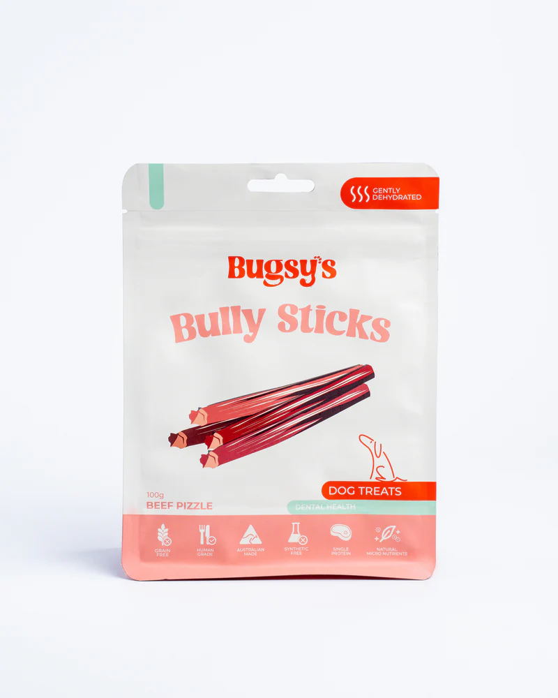 Bugsy's Bully Sticks Beef Pizzle Dog Treats 100G