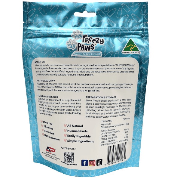 Freezy Paws Chicken Breast with Colostrum Training Treats 80g