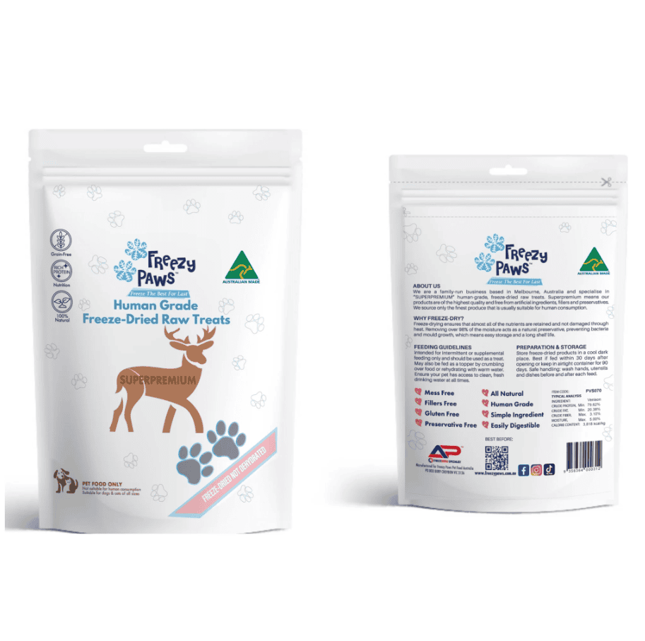 Freezy Paws Freeze Dried Raw Treats Venison Steak 70g