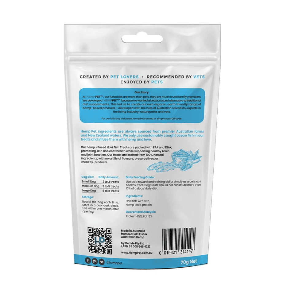 Hemp Treats New Zealand Hoki Fish For Dogs - 70g
