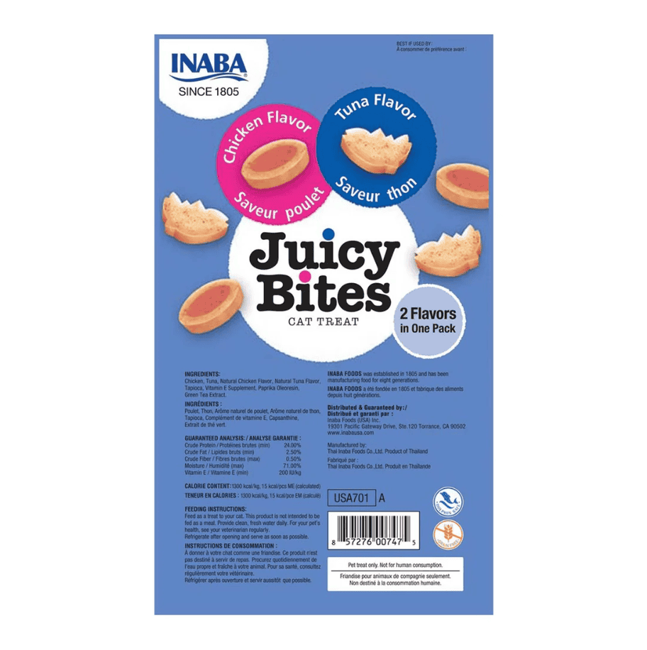 Inaba Cat Juicy Bites Tu0 & Chicken 34g x 6pk