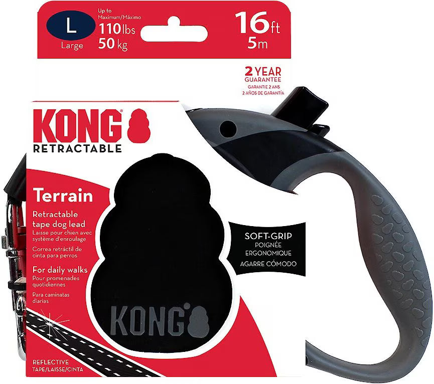 Kong Terrain Retractable Dog Leash Black