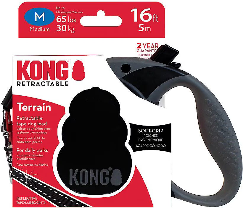 Kong Terrain Retractable Dog Leash Black