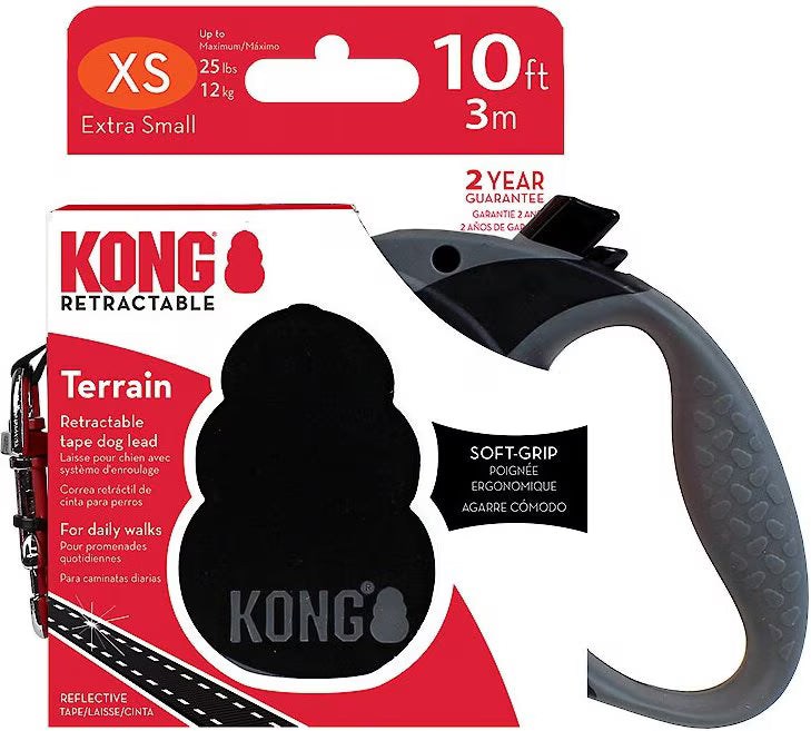 Kong Terrain Retractable Dog Leash Black