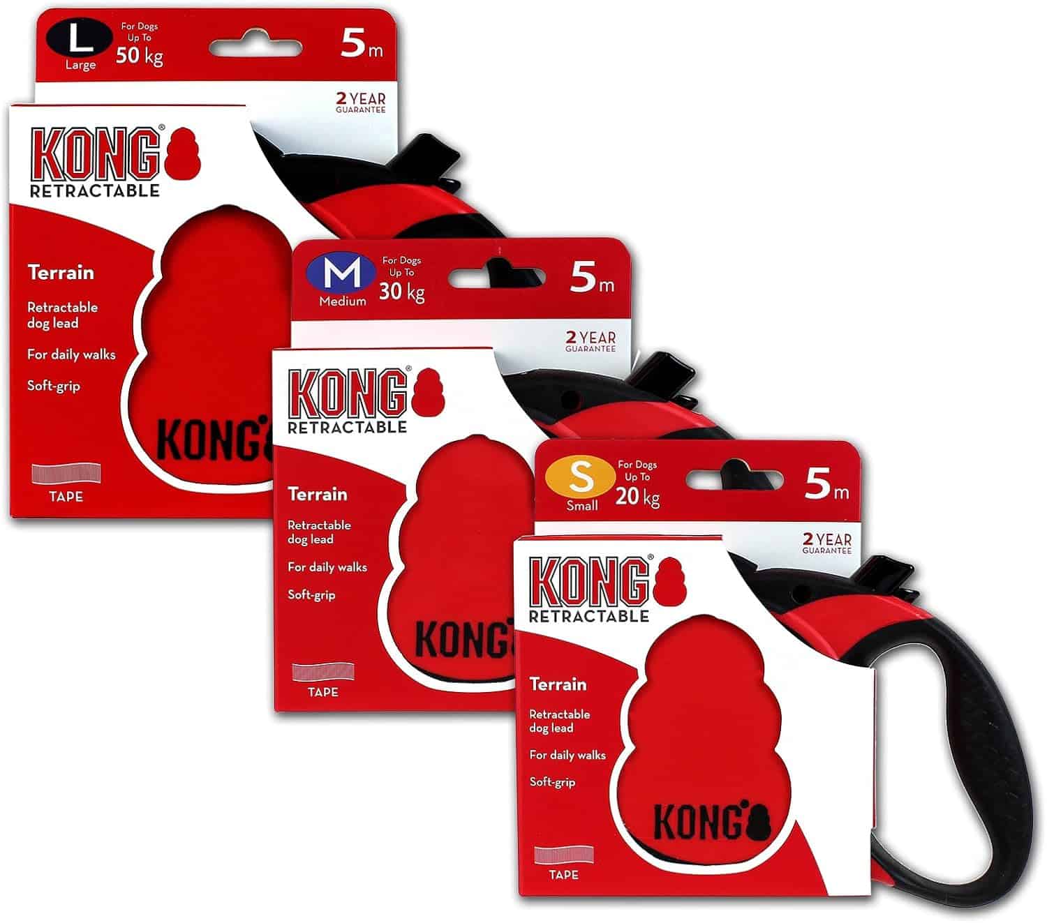 Kong Terrain Retractable Dog Leash Red