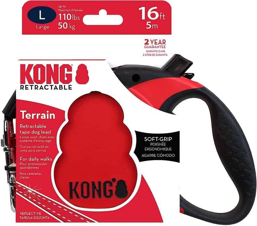 Kong Terrain Retractable Dog Leash Red