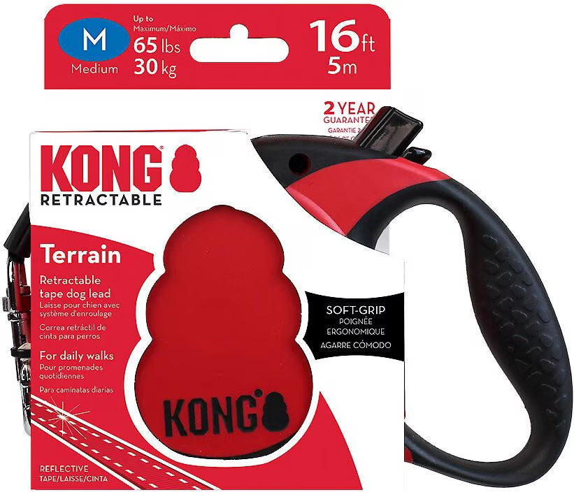 Kong Terrain Retractable Dog Leash Red