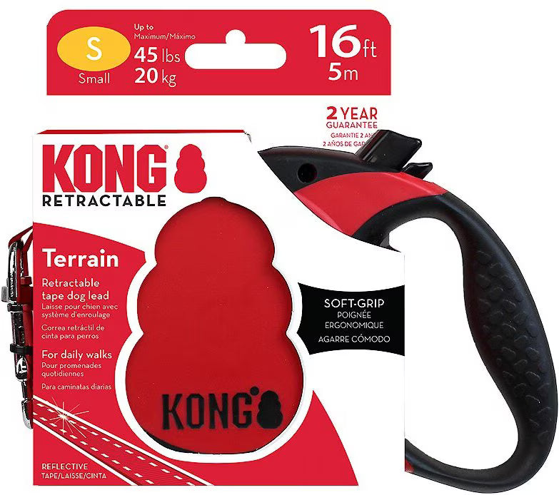 Kong Terrain Retractable Dog Leash Red