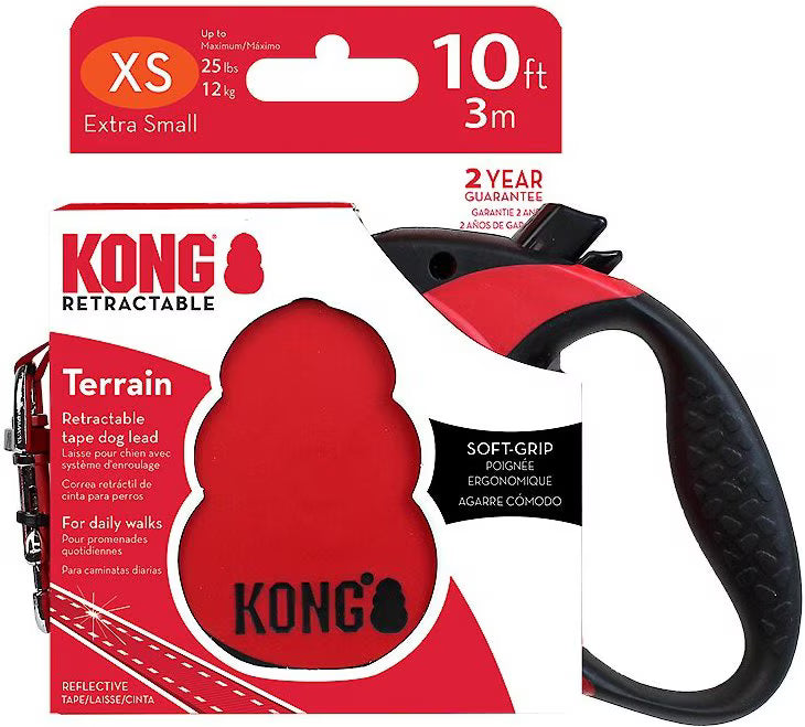 Kong Terrain Retractable Dog Leash Red