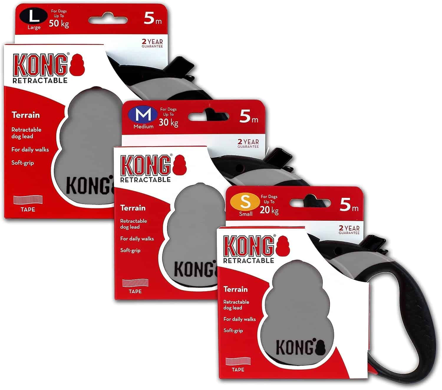 Kong Terrain Retractable Dog Leash Grey