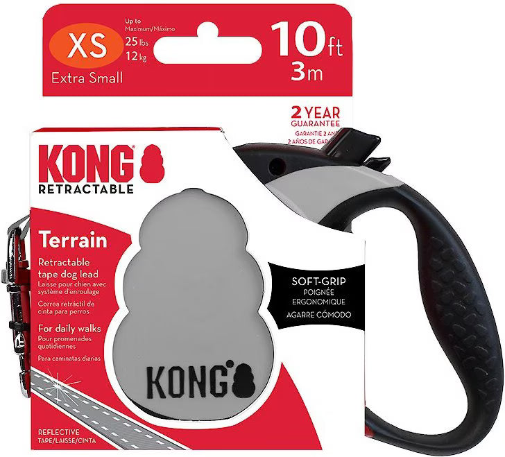Kong Terrain Retractable Dog Leash Grey