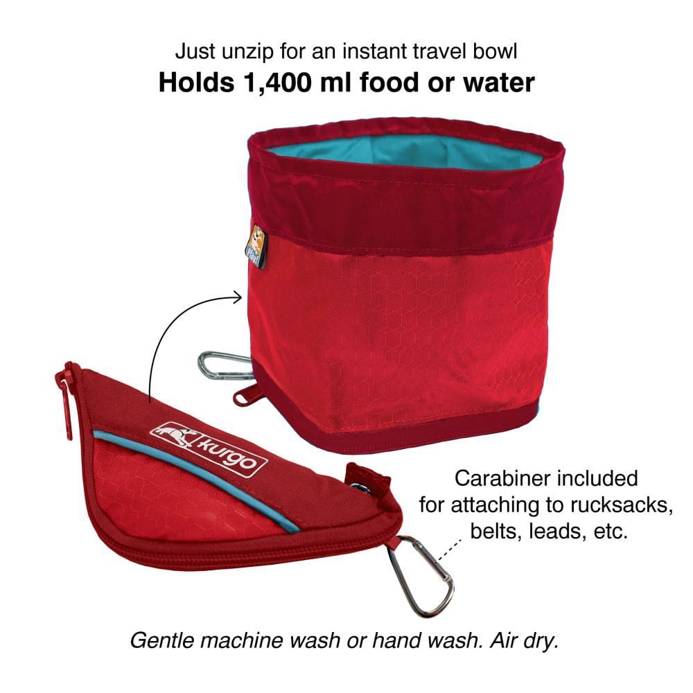 Kurgo Zippy Portable Dog Bowl - Barn Red