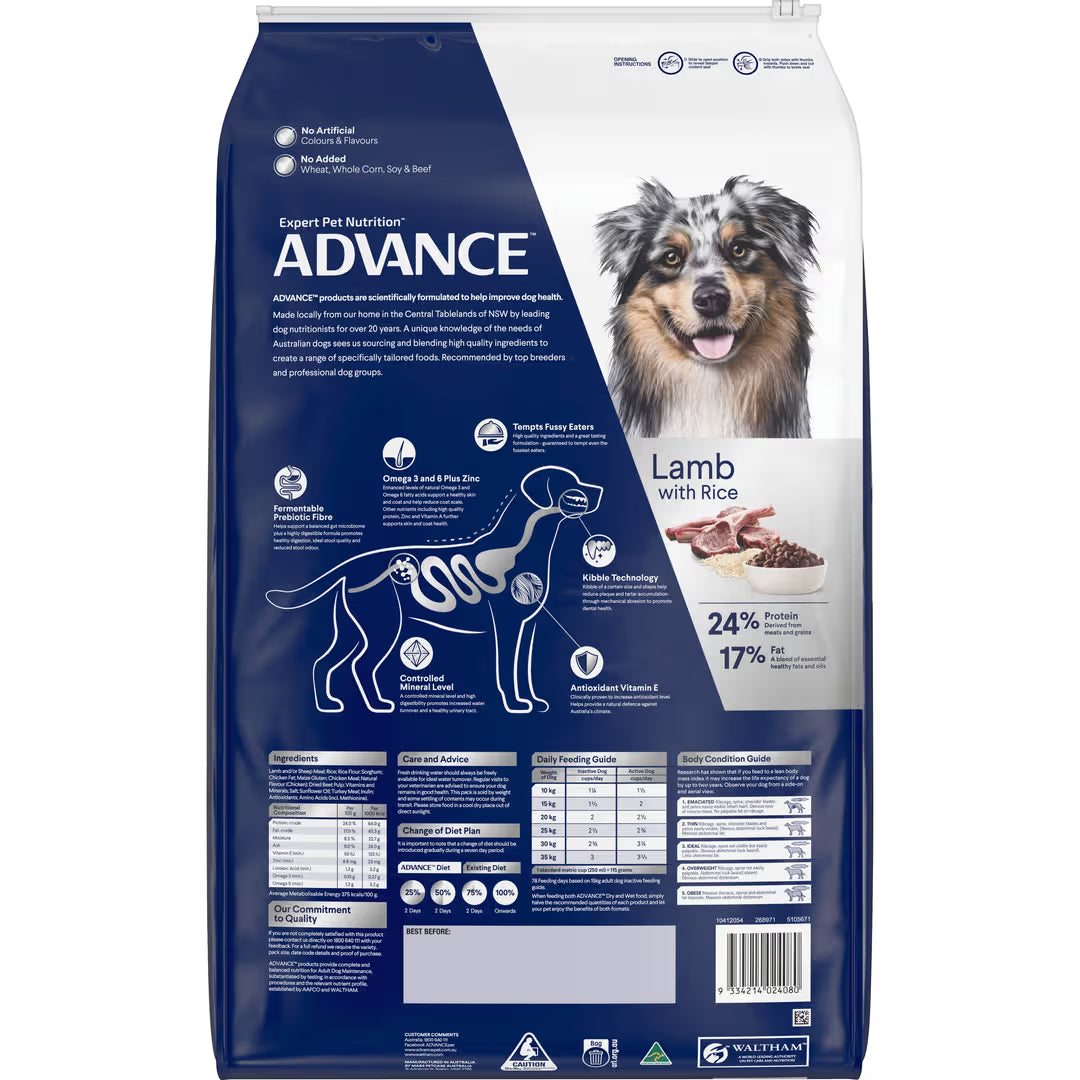 Advance Medium Breed Adult Dog Food Lamb with Rice