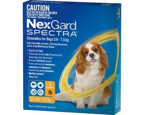 NexGard Spectra Dog Small 3.6-7.5kg Yellow