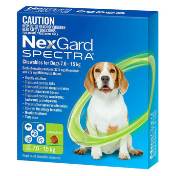 NexGard Spectra Dog Medium 7.6-15kg Green
