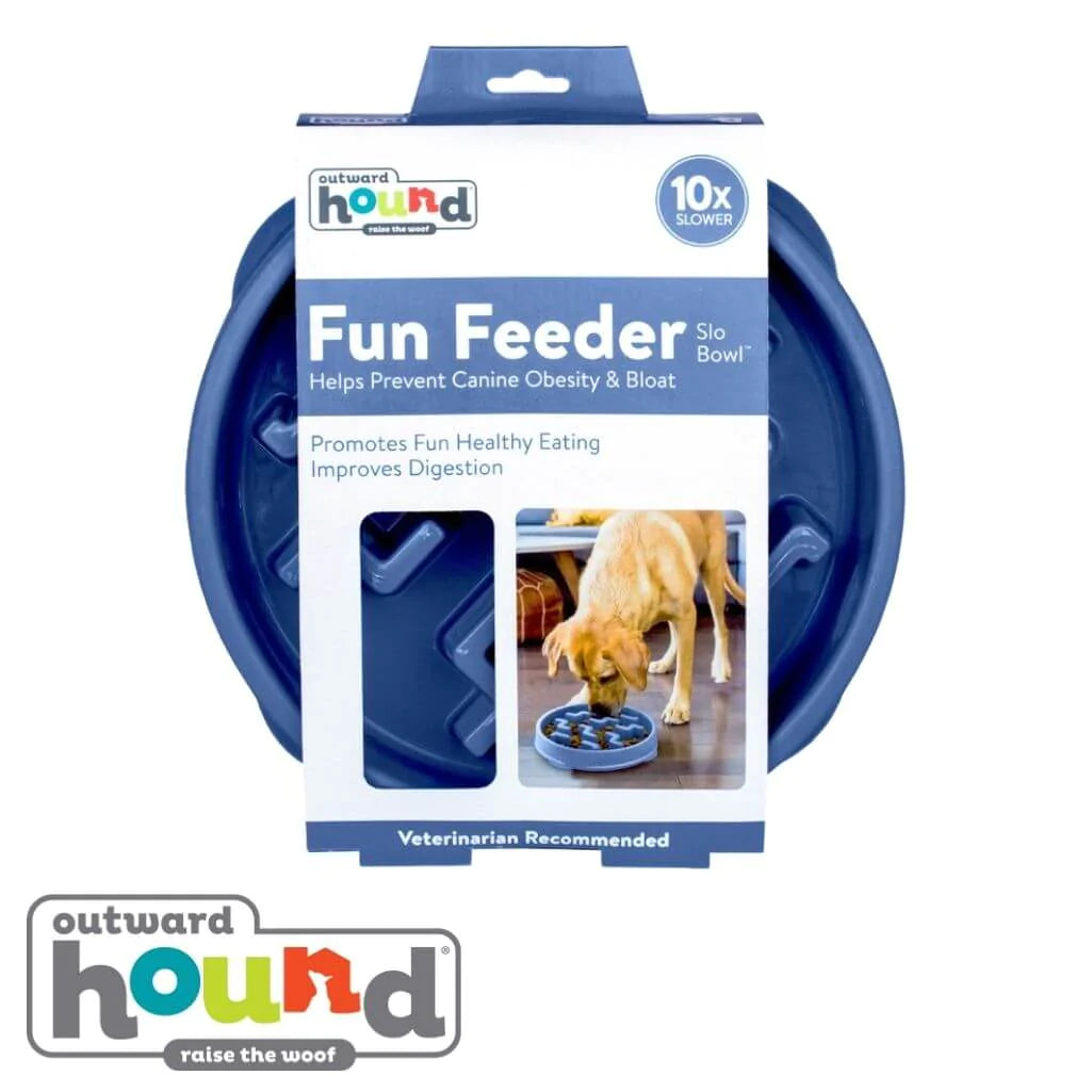 Outward Hound Fun Feeder Dog Bowl Notch Blue