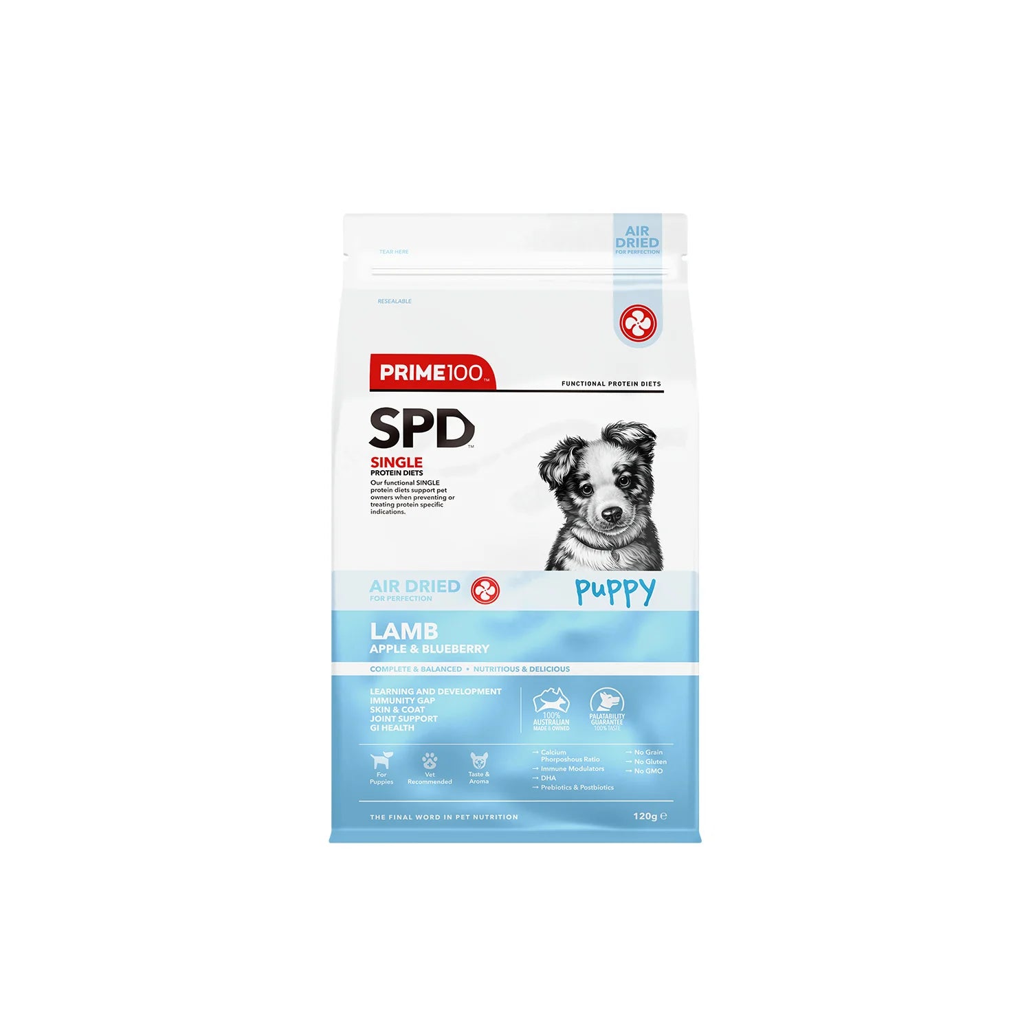 Prime 100 SPD Lamb Apple & Blueberry Air Dried Puppy Food Dry