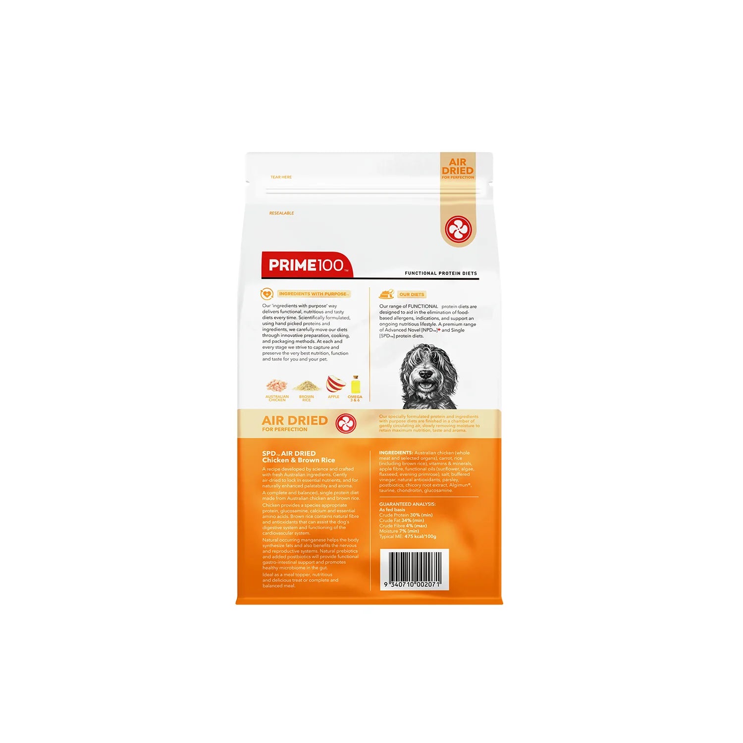 Prime 100 SPD Chicken & Brown Rice Air Dried Dog Food