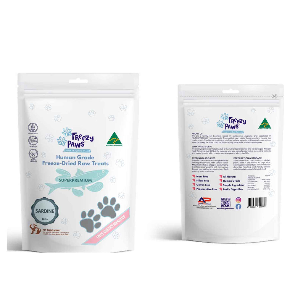 Freezy Paws Freeze Dried Whole Sardine Treats 80G