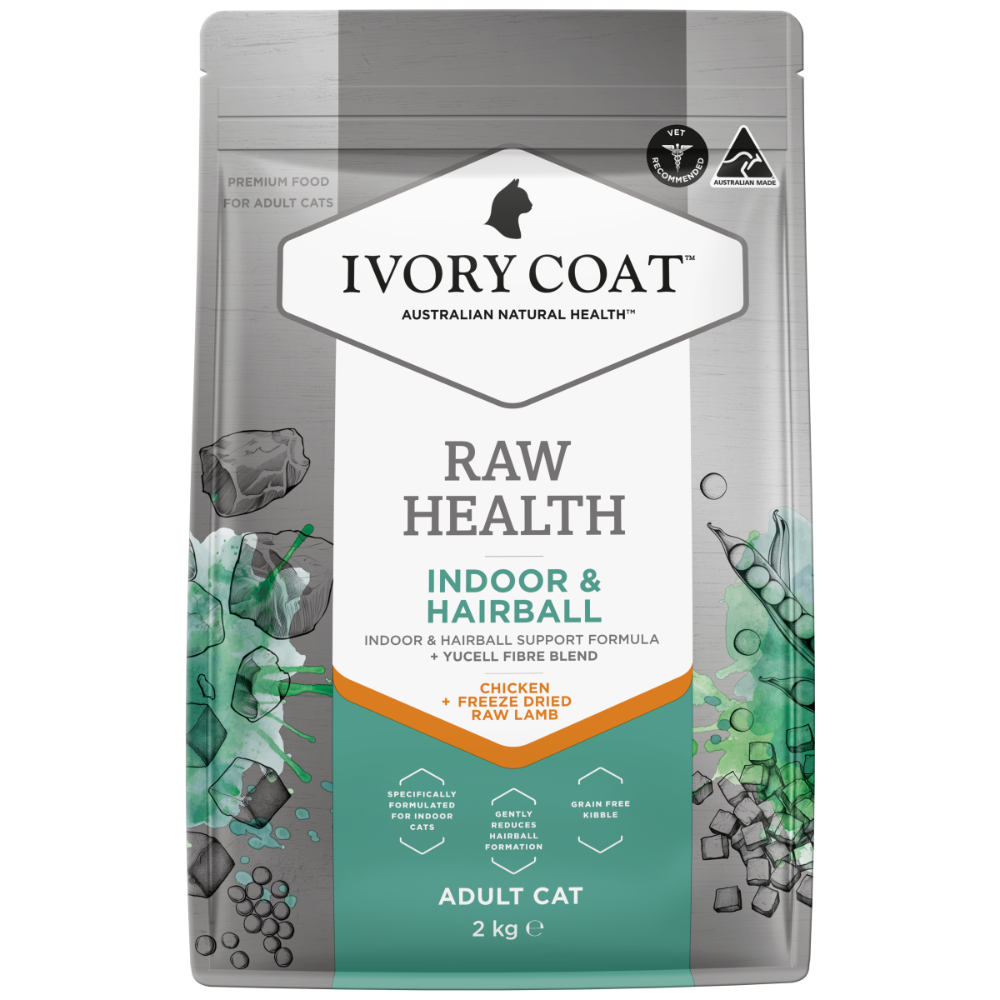 Ivory Coat Raw Health Indoor & Hairball Adult Dry Cat Food