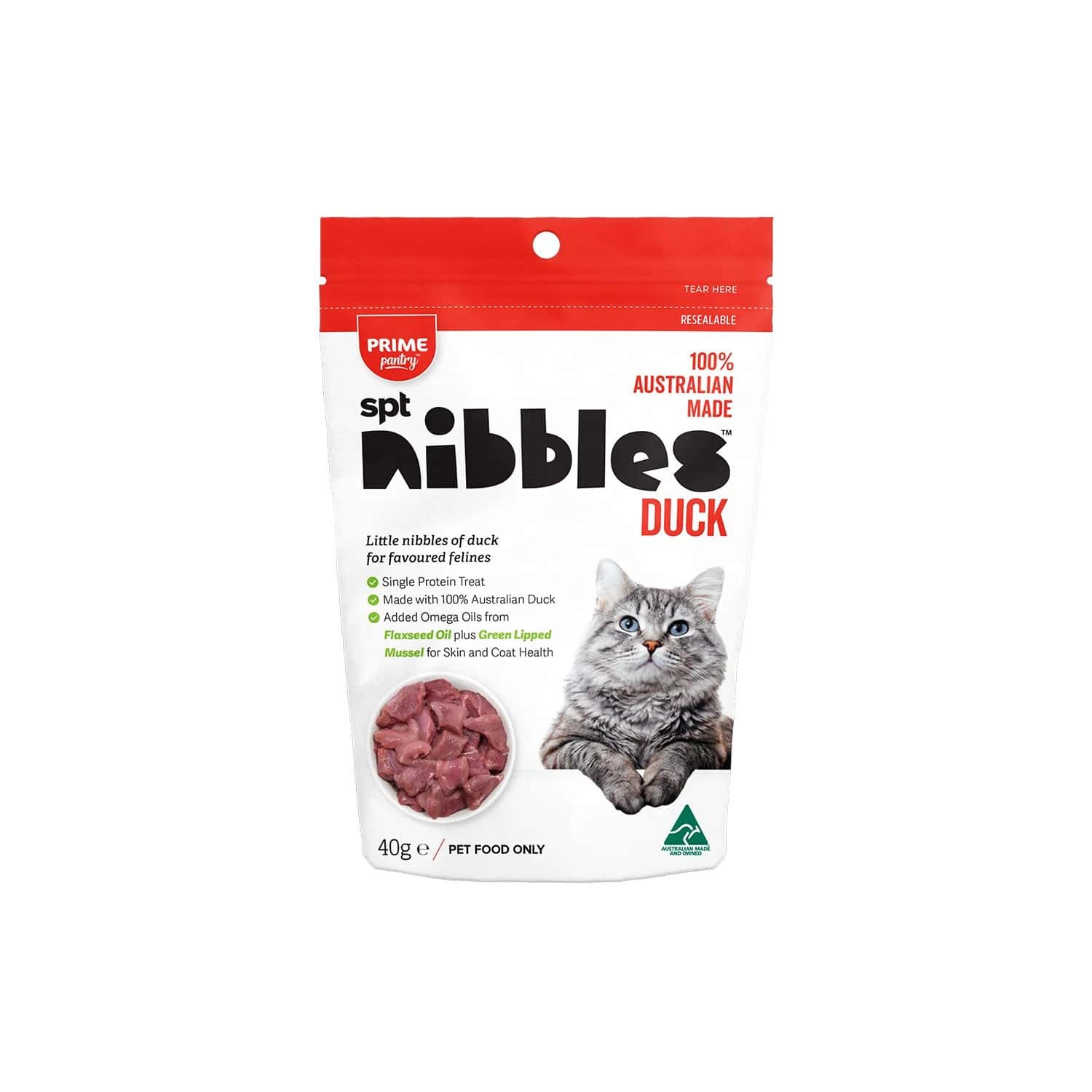 Prime 100 SPT Nibbles Duck Cat Treats 40g