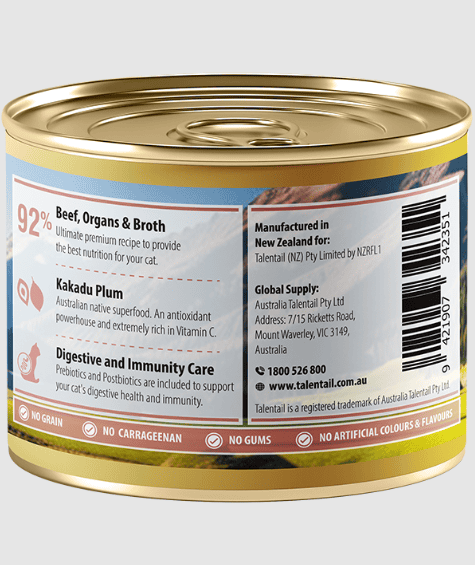 Talentail Ultimate Canned New Zealand Beef Cat Food 12pk