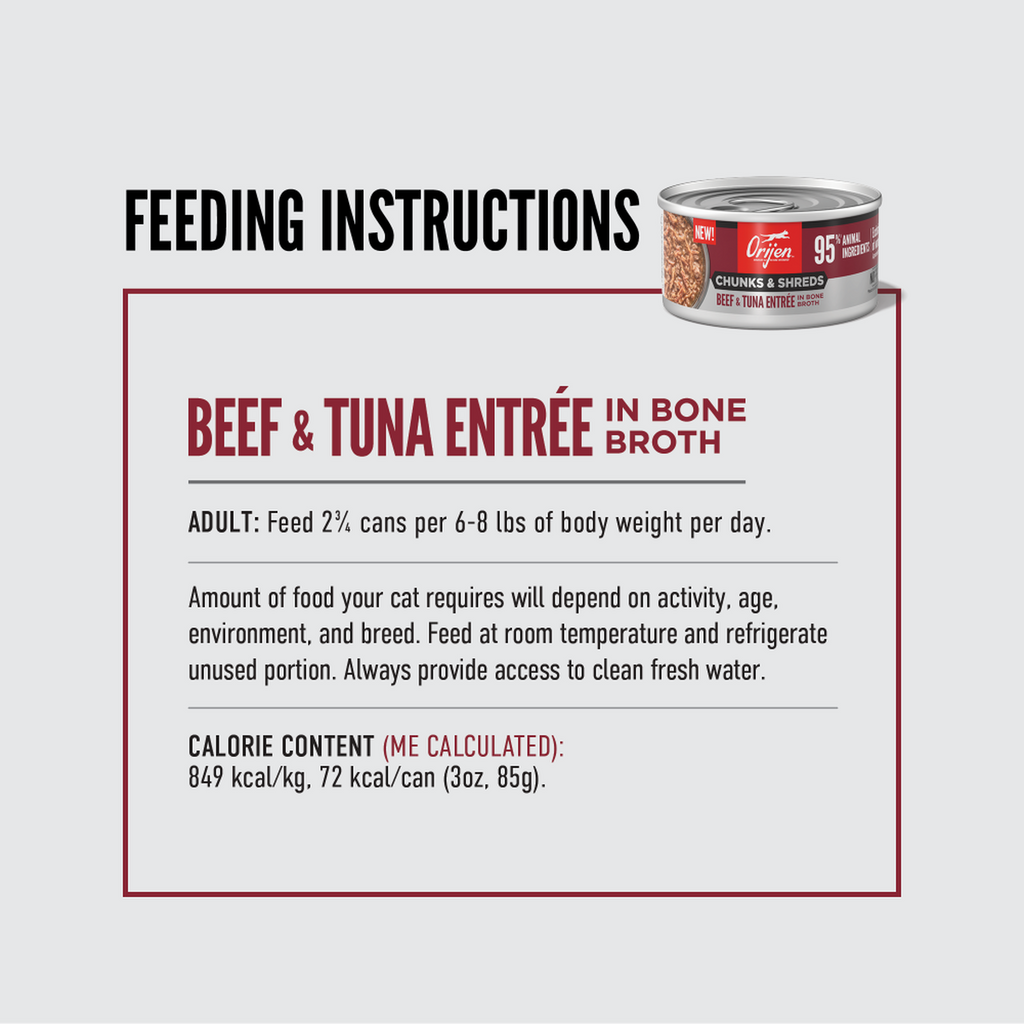 Orijen Chunks and Shreds Tuna & Beef Wet Cat Food 85g X 12