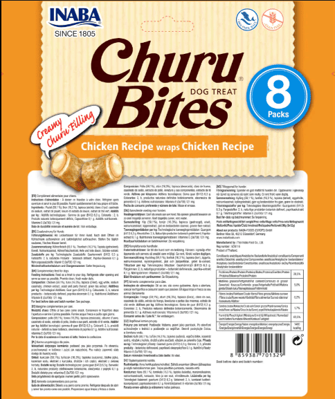Inaba Chicken Recipe Churu Bites for Dogs 8 Pack 96g