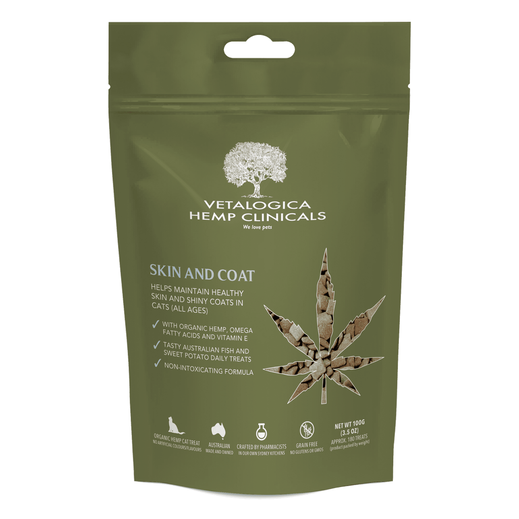 Vetalogica Hemp Clinicals Skin and Coat Cat Treats 100G