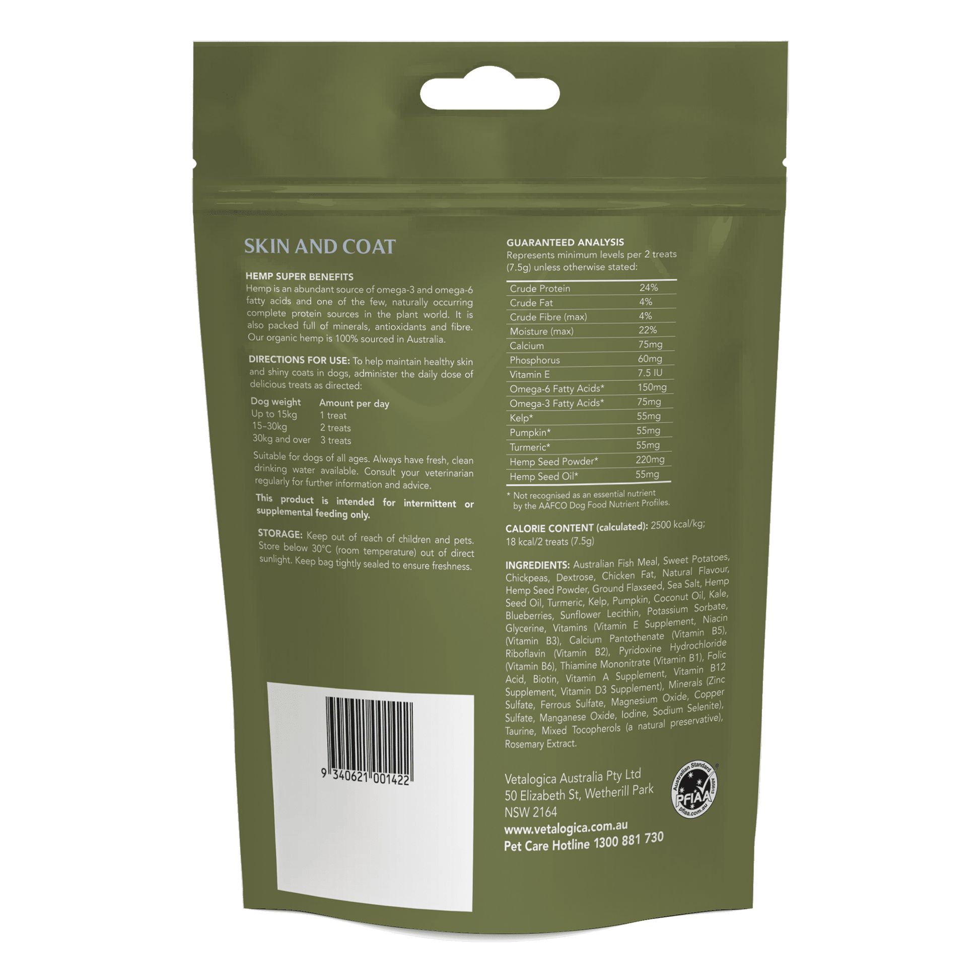 Vetalogica Hemp Clinicals Skin and Coat Dog Treats 225g