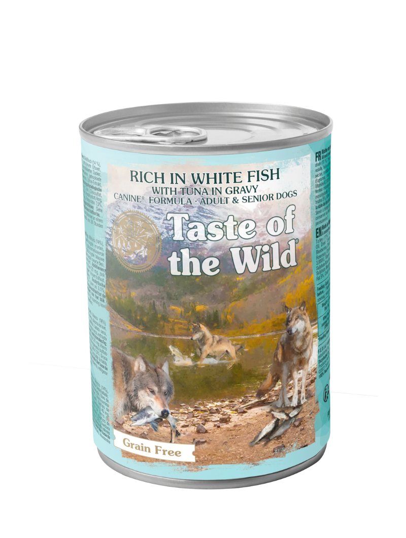 Taste Of The Wild White Fish with Tuna in Gravy For Dogs Can Food 390g x 12