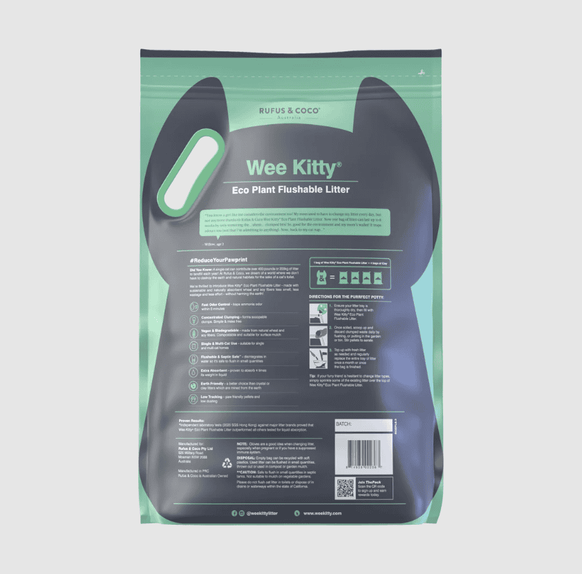 Wee Kitty Eco Plant Natural Clumping Tofu Wheat Litter