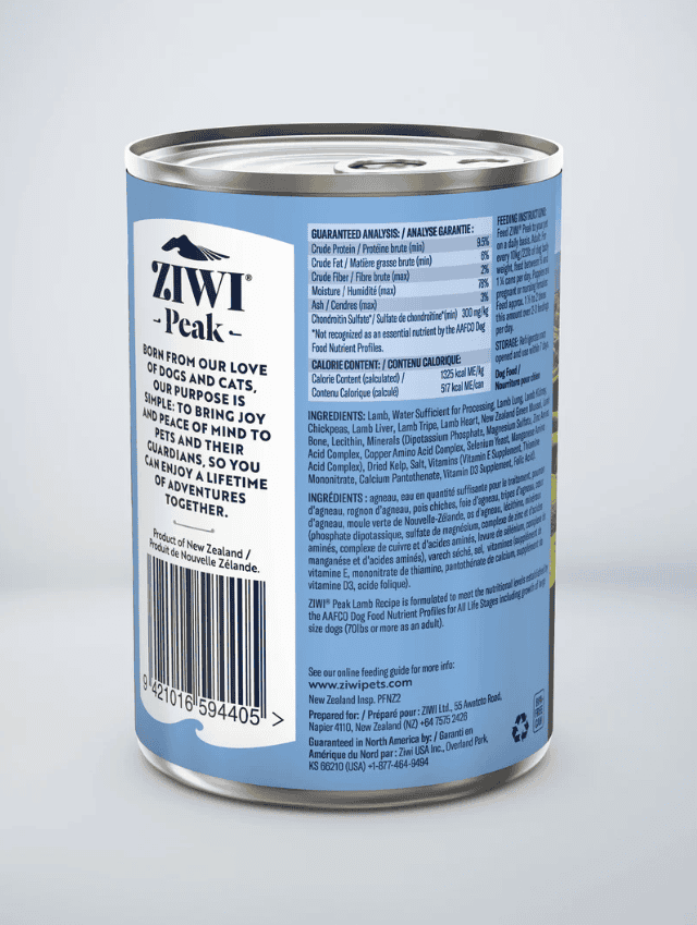 Ziwi Peak Dog Can Lamb 390gm x 12