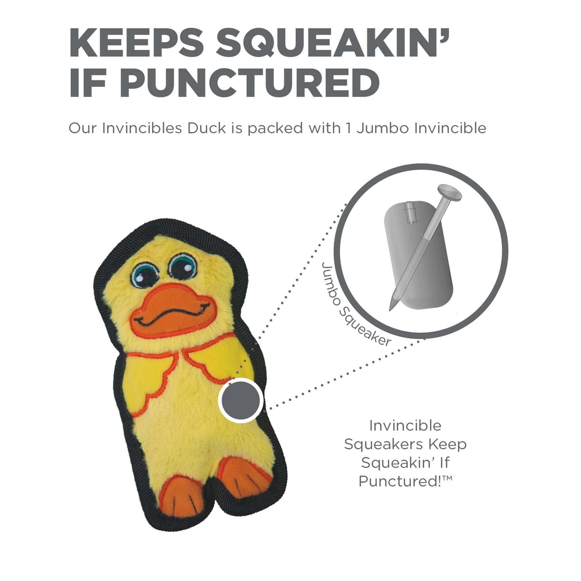 Outward Hound Dog Invincibles Mini Duck Dog Toy - Yellow