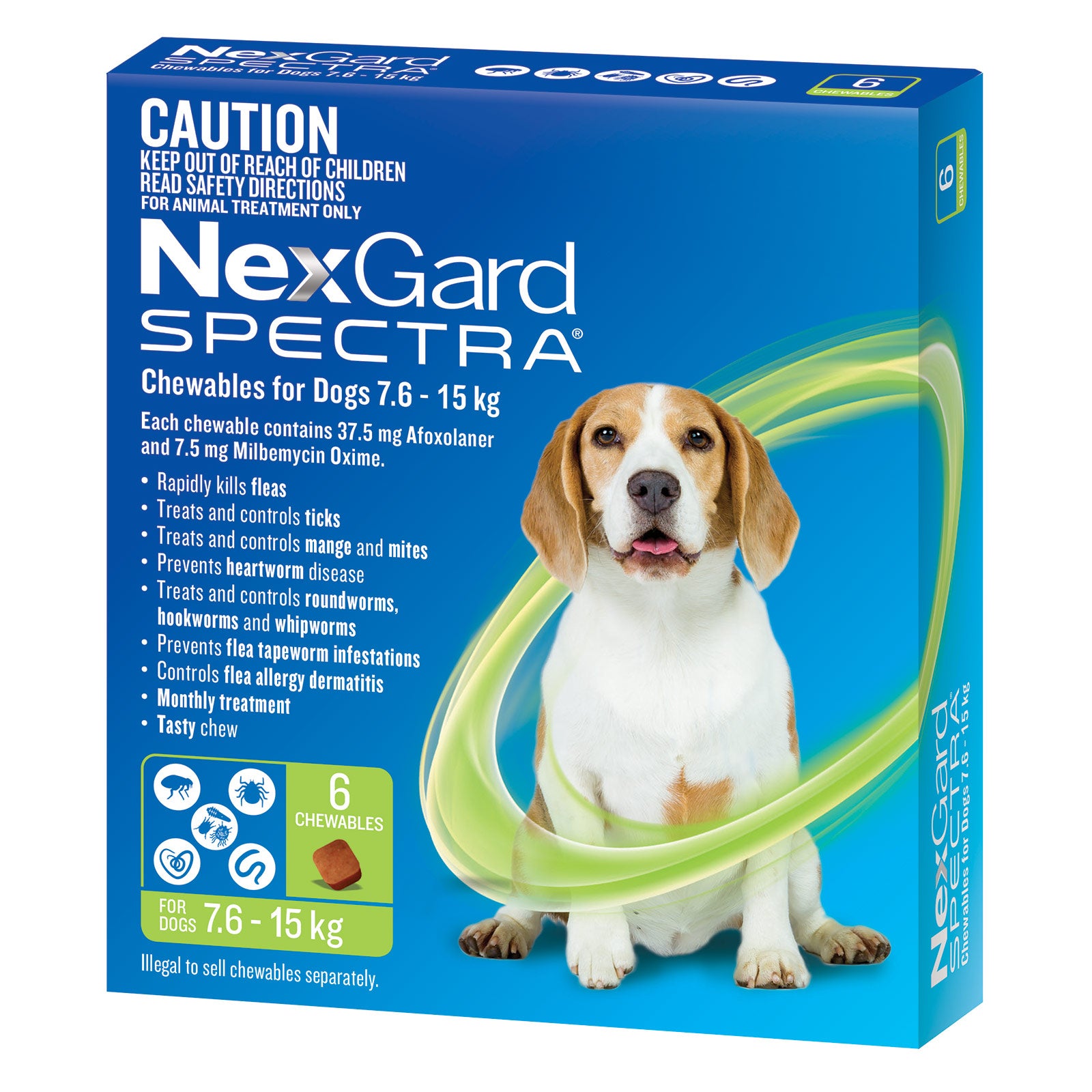 NexGard Spectra Dog Medium 7.6-15kg Green