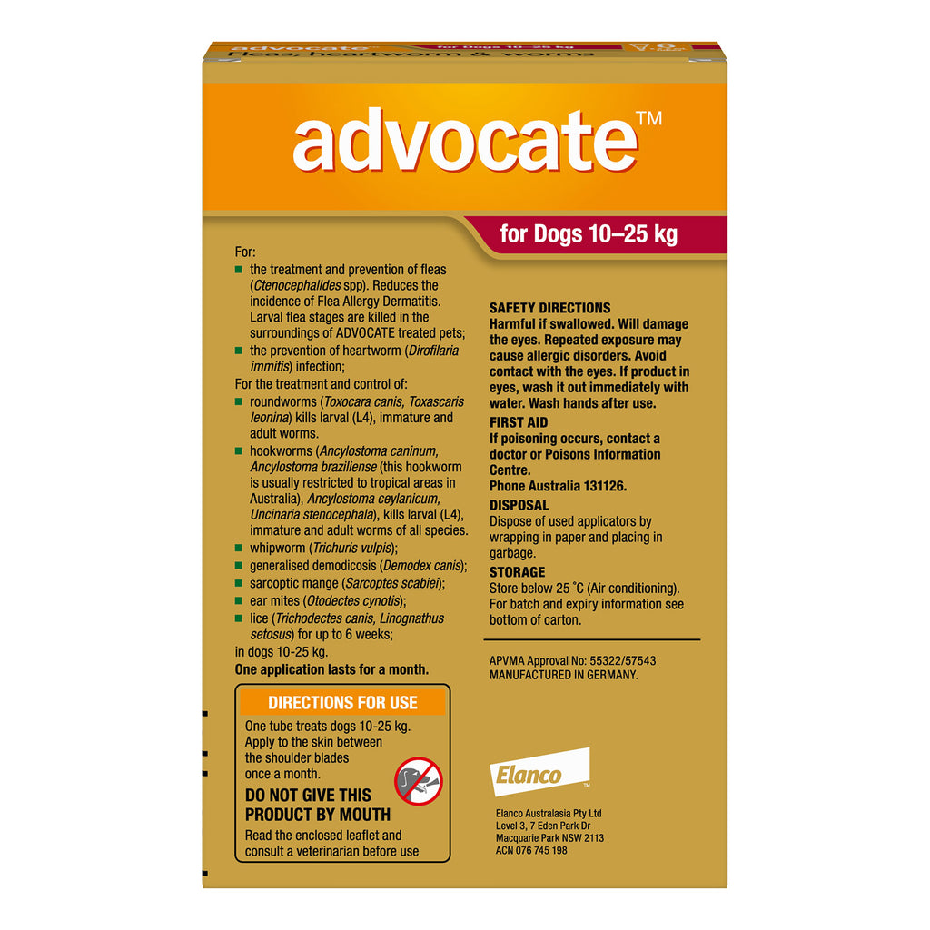 Advocate For Large Dogs Fleas, Heartworm & Worm (Red)