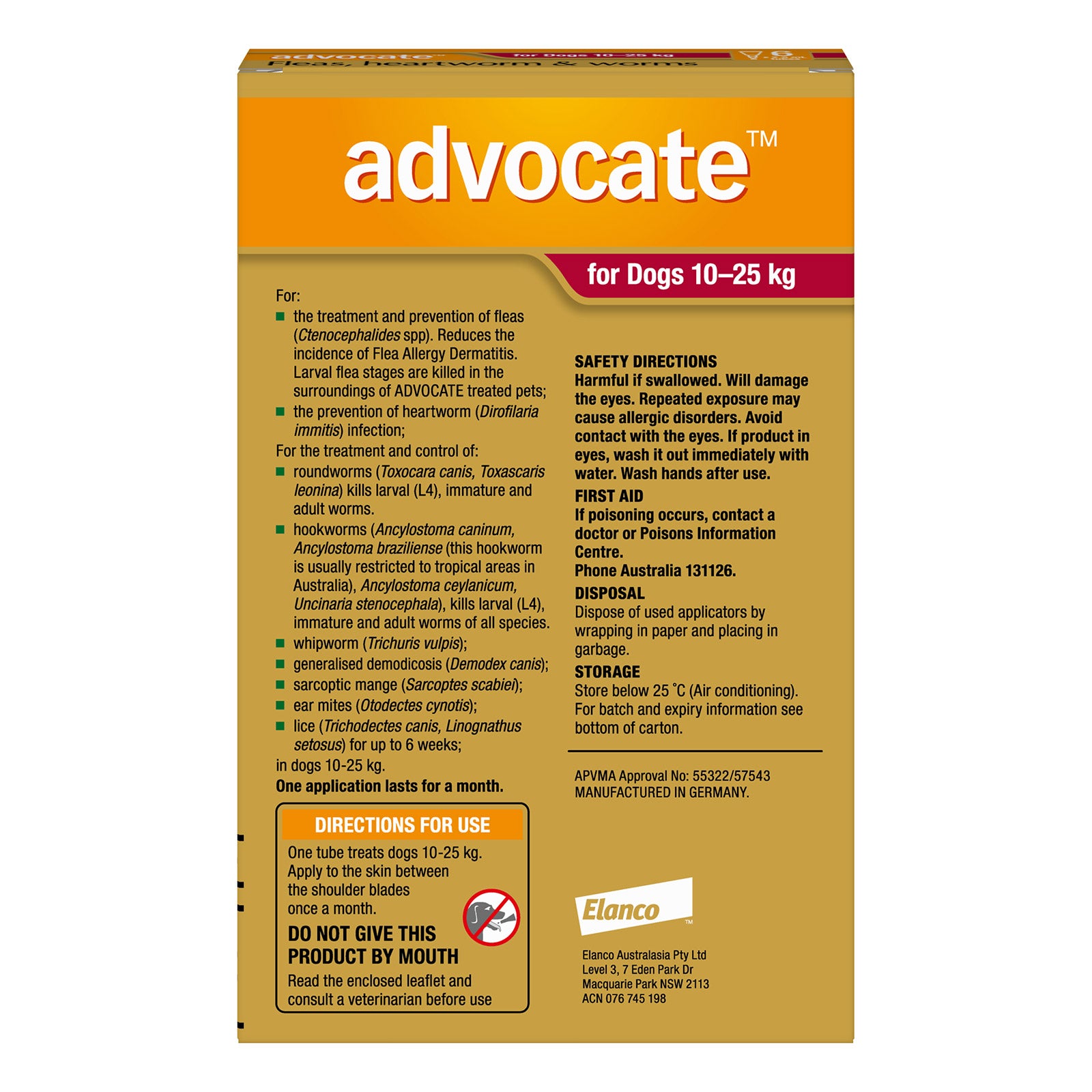 Advocate For Large Dogs Fleas, Heartworm & Worm (Red)