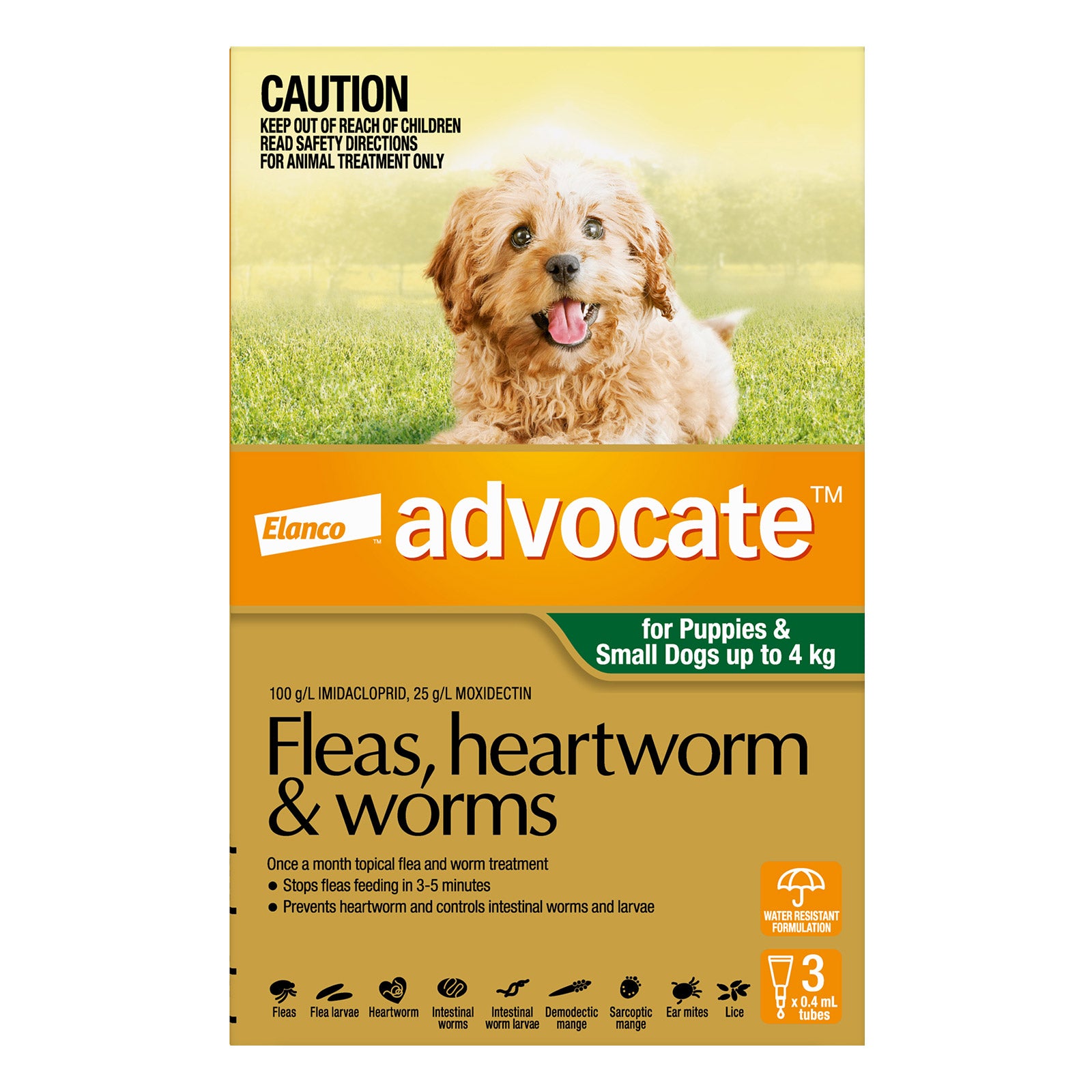 Advocate For Small Dogs and Puppies Fleas, Heartworm & Worm (Green)