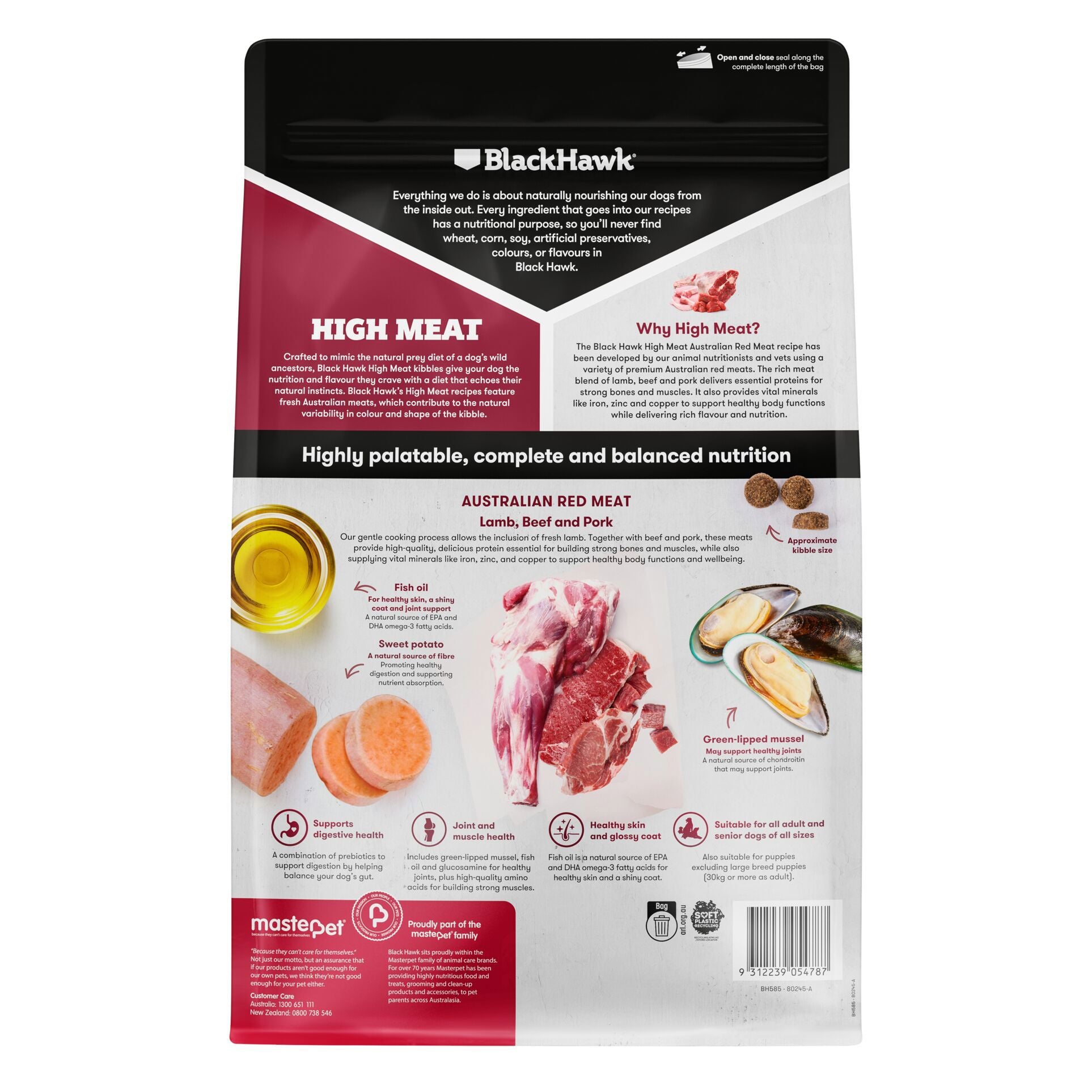 Black Hawk High Meat Adult Dog Food Australian Red Meat