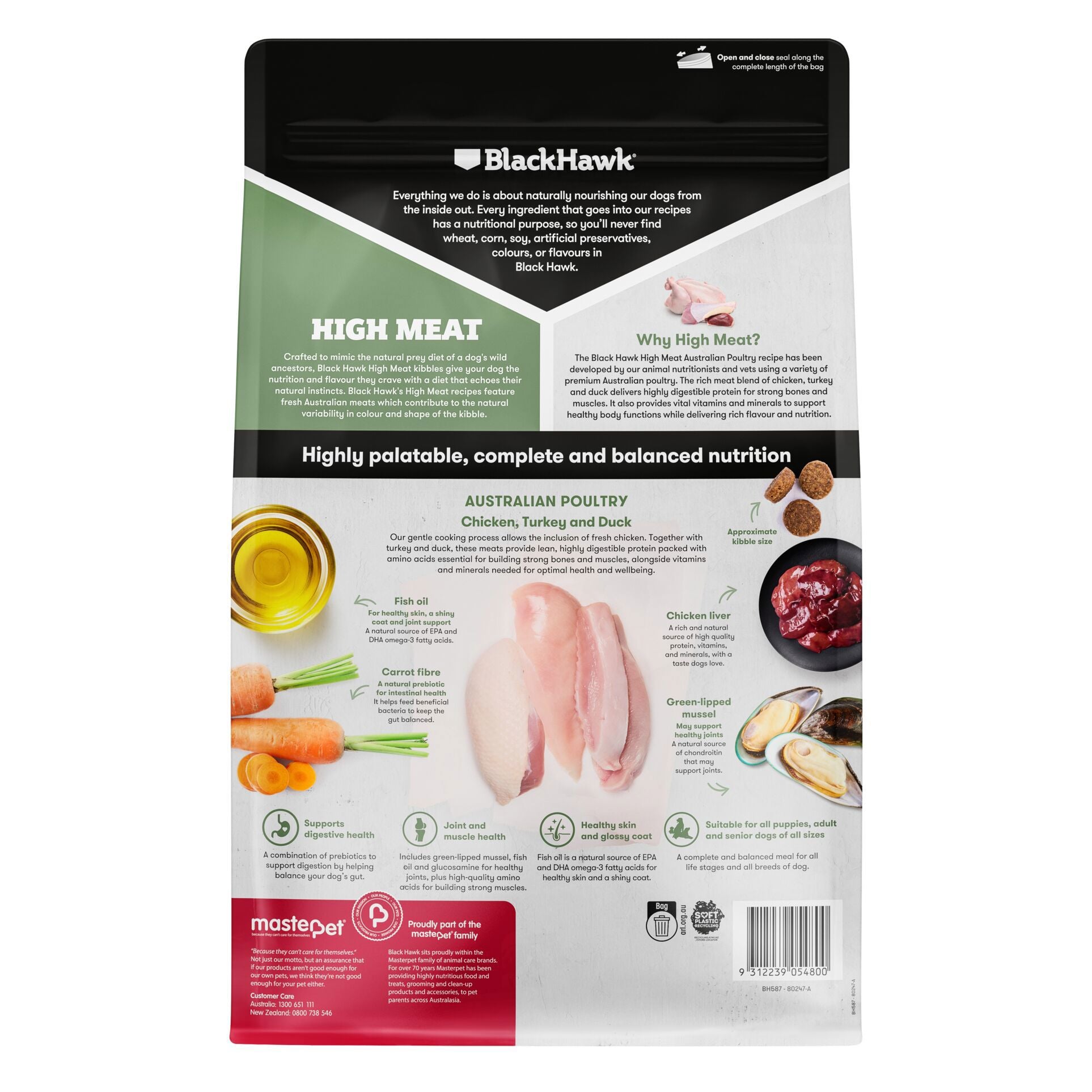 Black Hawk High Meat Adult Dog Food Australian Poultry Recipe
