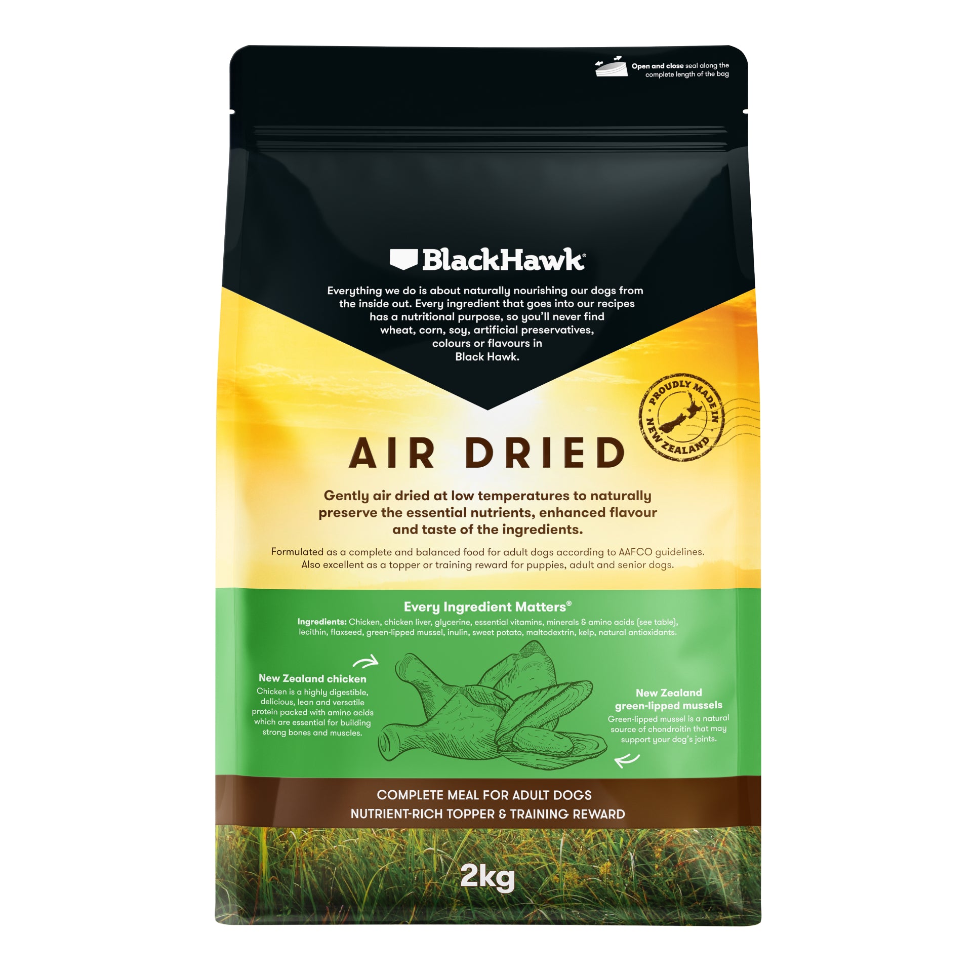 Black Hawk Air Dried Adult Dog Food Chicken