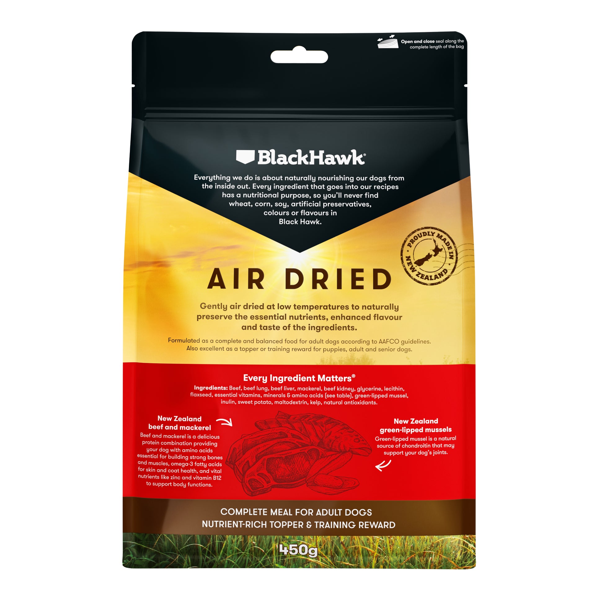 Black Hawk Air Dried Adult Dog Food Beef/Fish