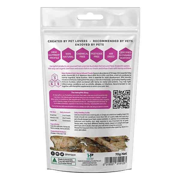 Hemp Treats New Zealand Hoki Fish For Cats - 70g
